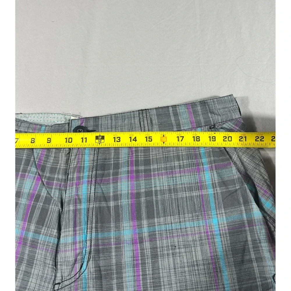 Vintage‎ Ocean Pacific OP Men's Plaid Shorts Grey Purple Turquoise Size 42